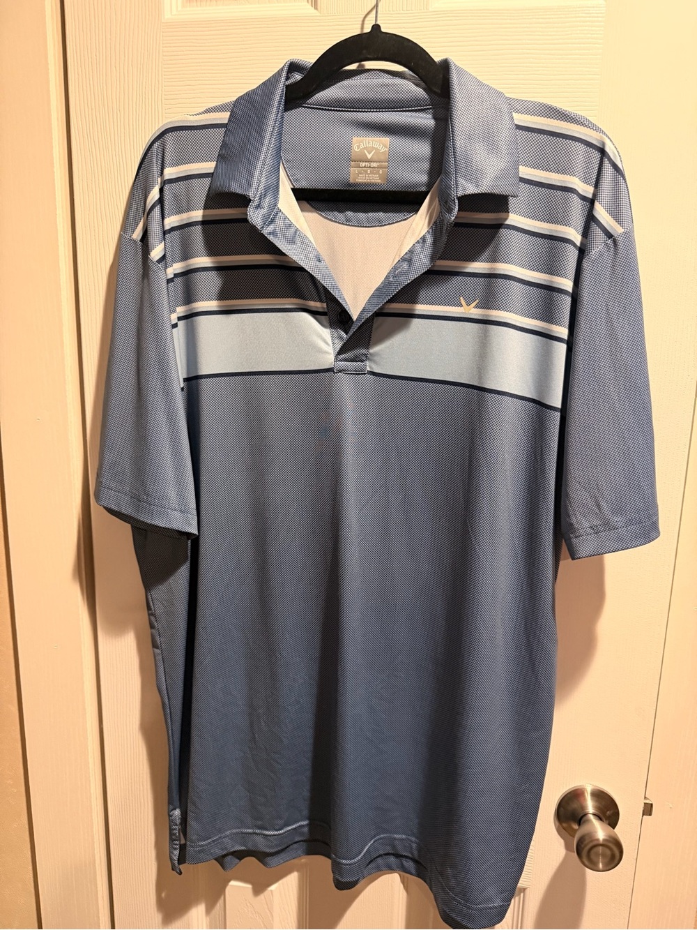 Callaway Light and Dark Blue Striped Performance Polo